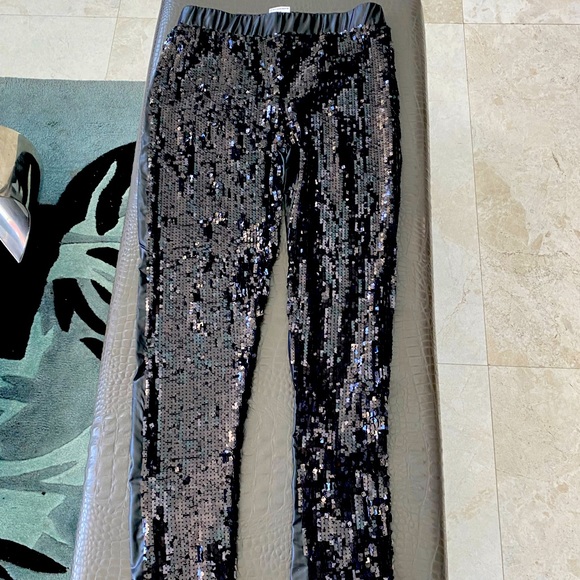 Amazon Essentials Pants - Sequin and faux leather leggings new M